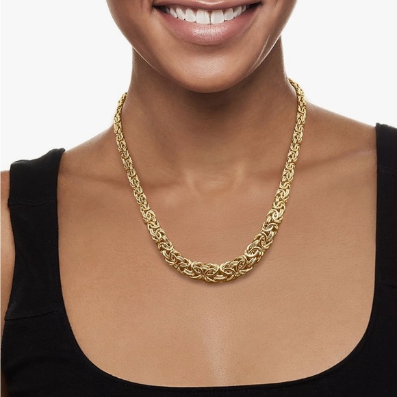 Solid Gold Byzantine Graduated Necklace Yellow/ 10K - Picture 3 of 6